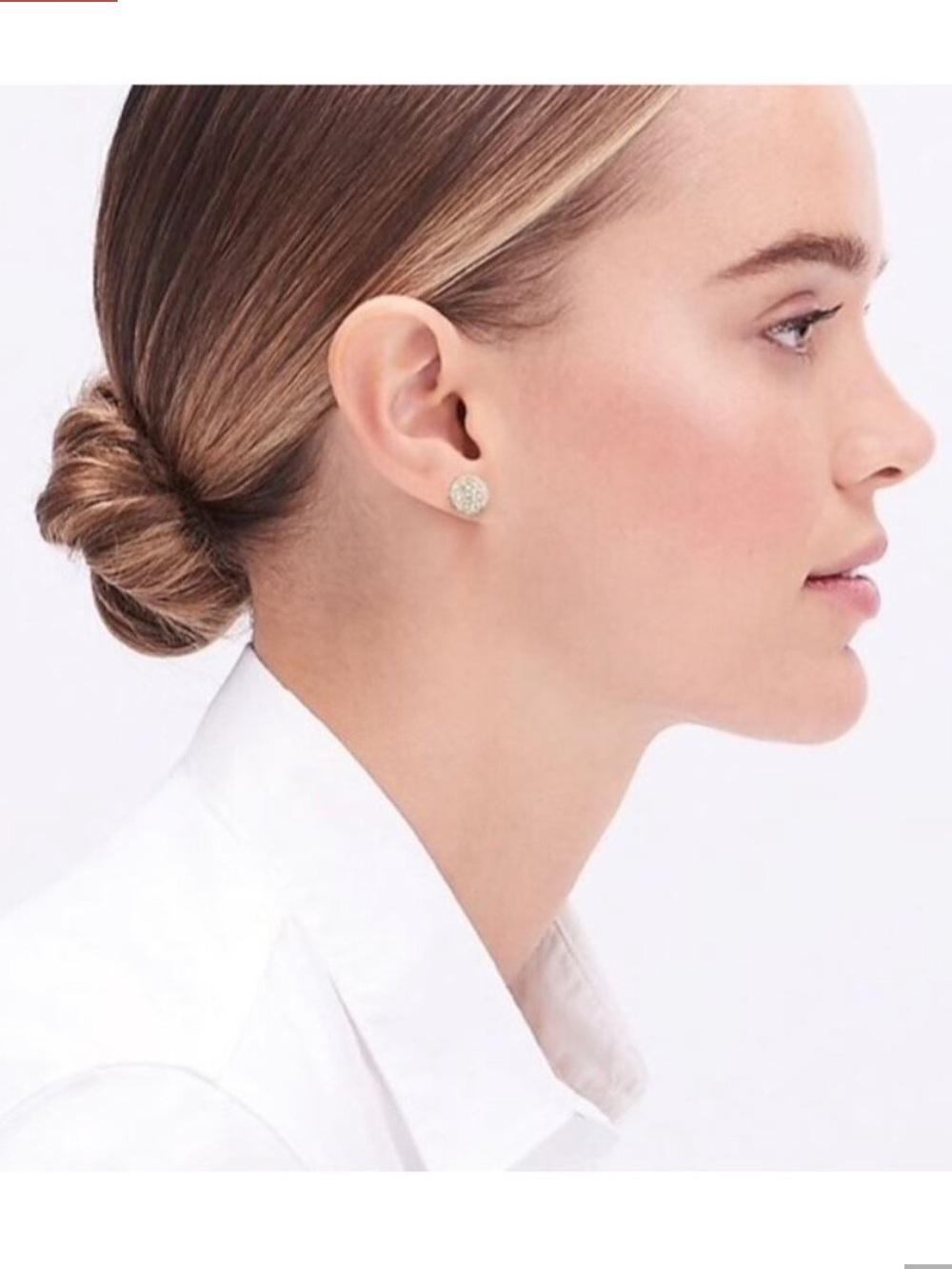 J. Crew Earrings with Pave Rhinestones and Gold Tone Setting